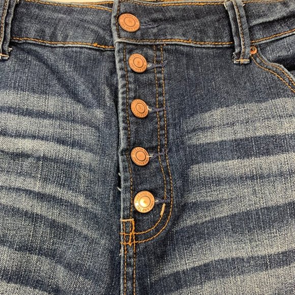 Time and Tru Rose Gold Button Fly Jean Shorts Plus Sz 20 High Rise Blue Stretch - Picture 3 of 12